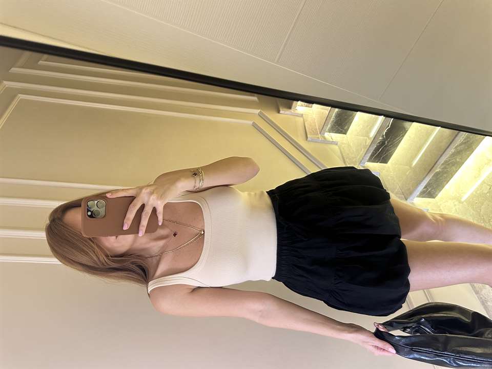 Siyah Balon Mini Keten Etek