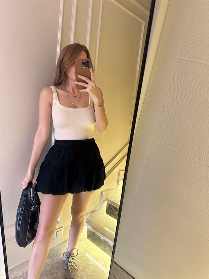 Siyah Balon Mini Keten Etek
