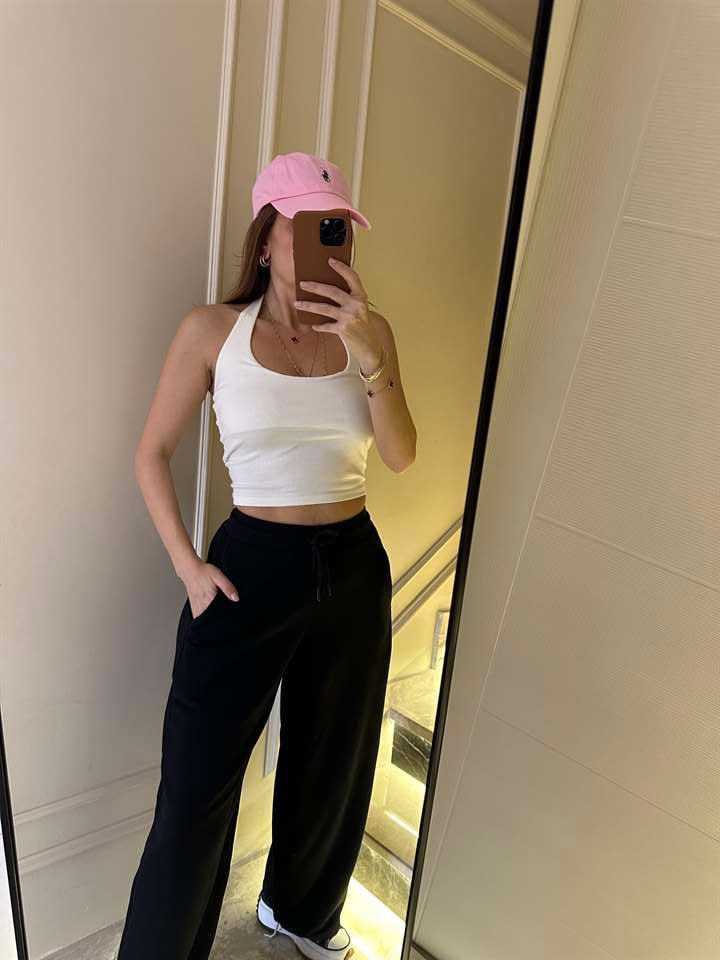 Siyah Barrel Fit Şardonsuz Balon Eşofman