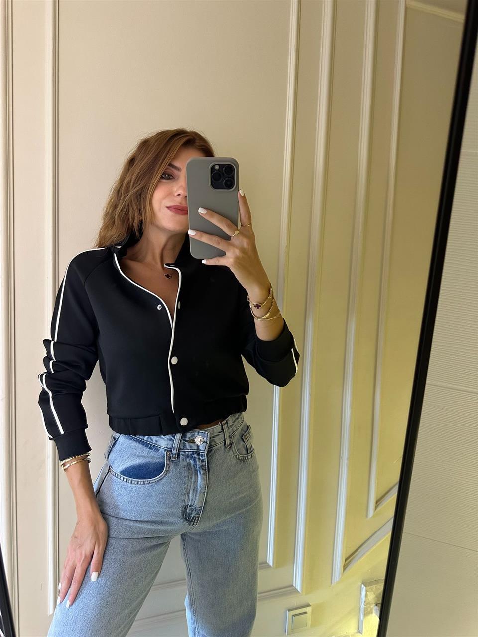 Siyah Biyeli Scuba Ceket