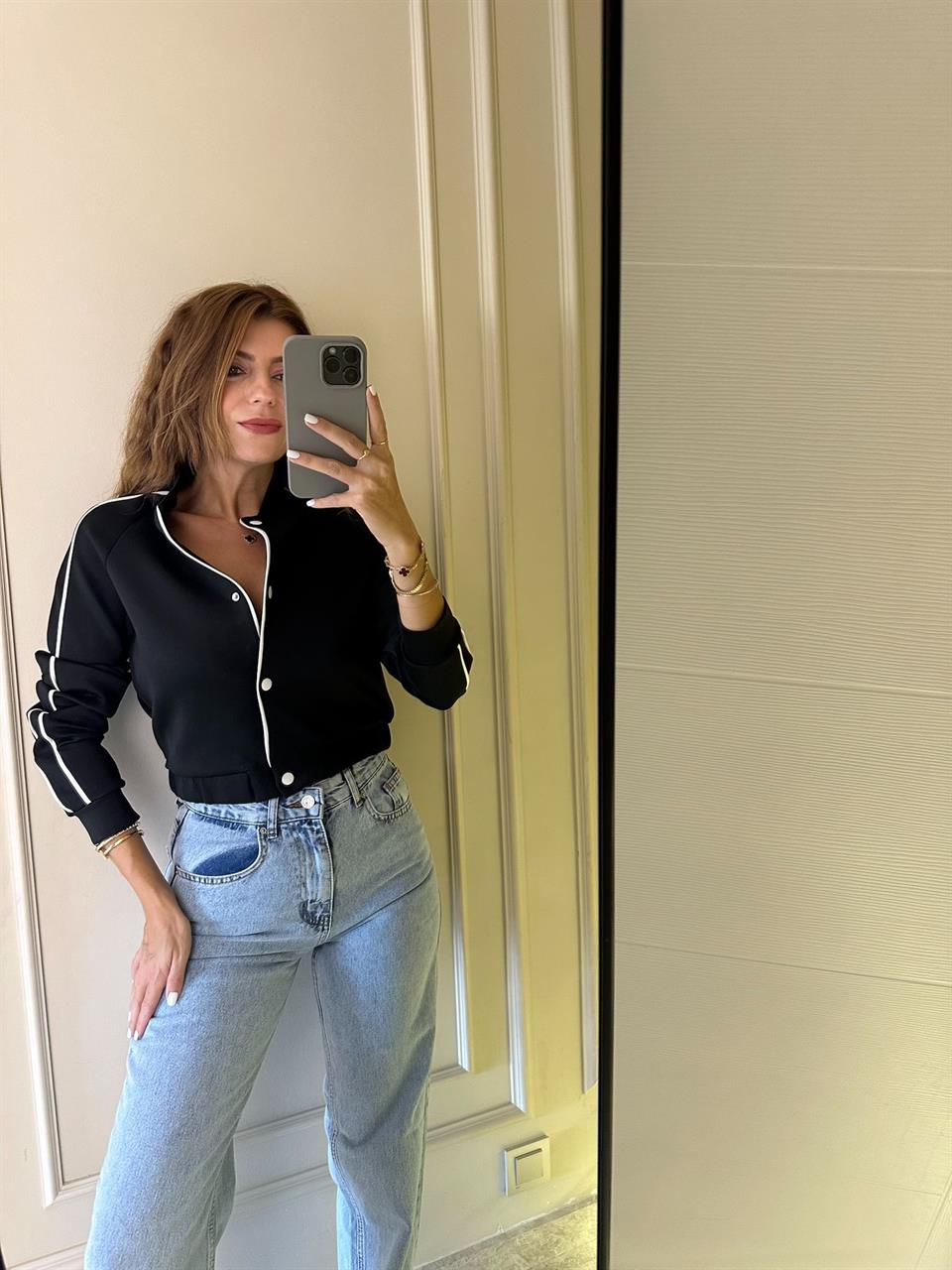 Siyah Biyeli Scuba Ceket