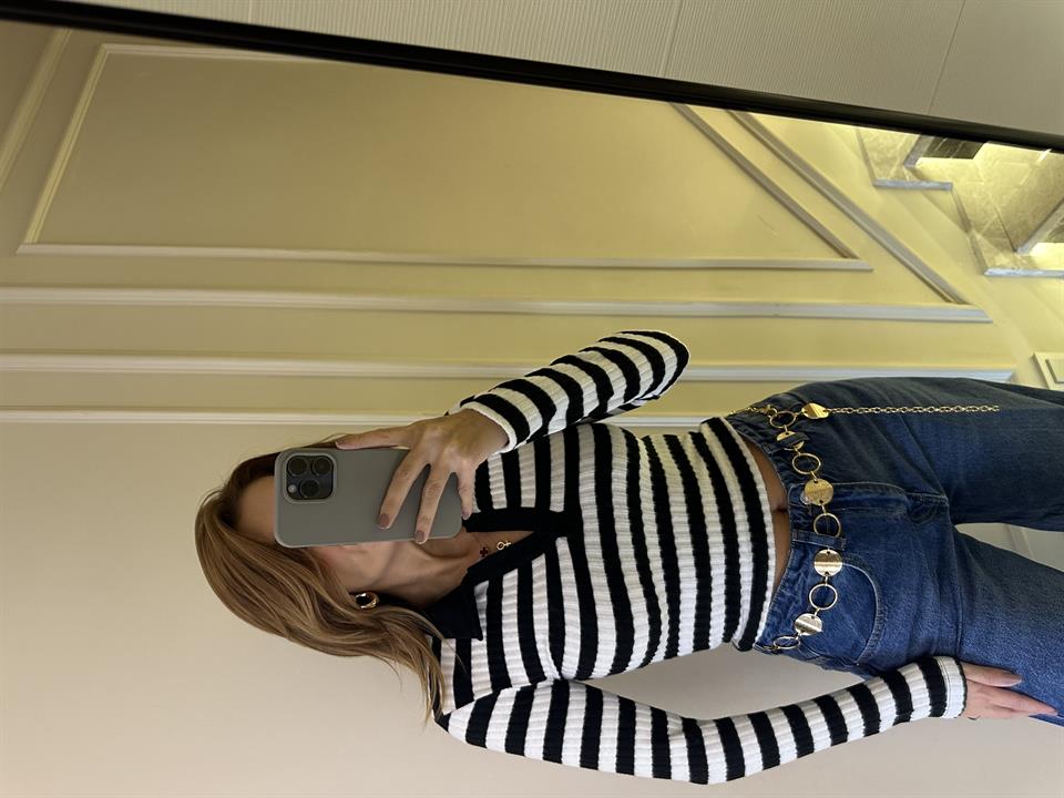 Siyah Çizgili Polo Yaka Yumoş Badi