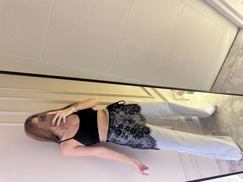 Siyah Dantelli Pareo Etek