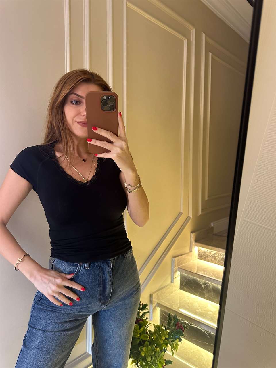 Siyah Dantelli Soft Touch Tişört