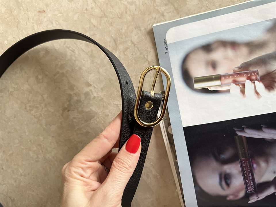 Siyah Gold Toka Oval Kemer