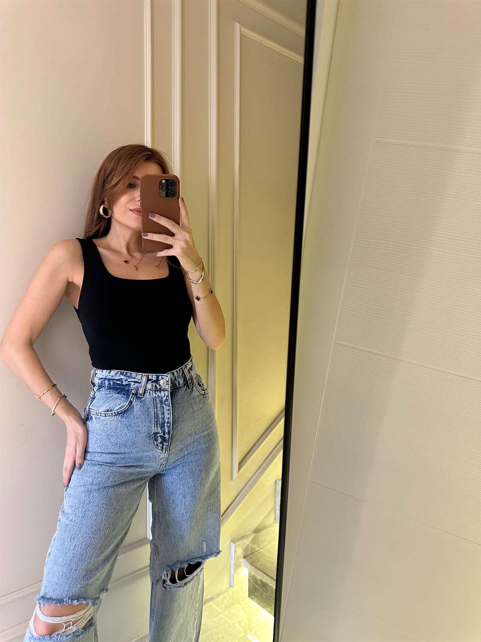 Siyah Kare Tulumlu Bodysuit Zıbın