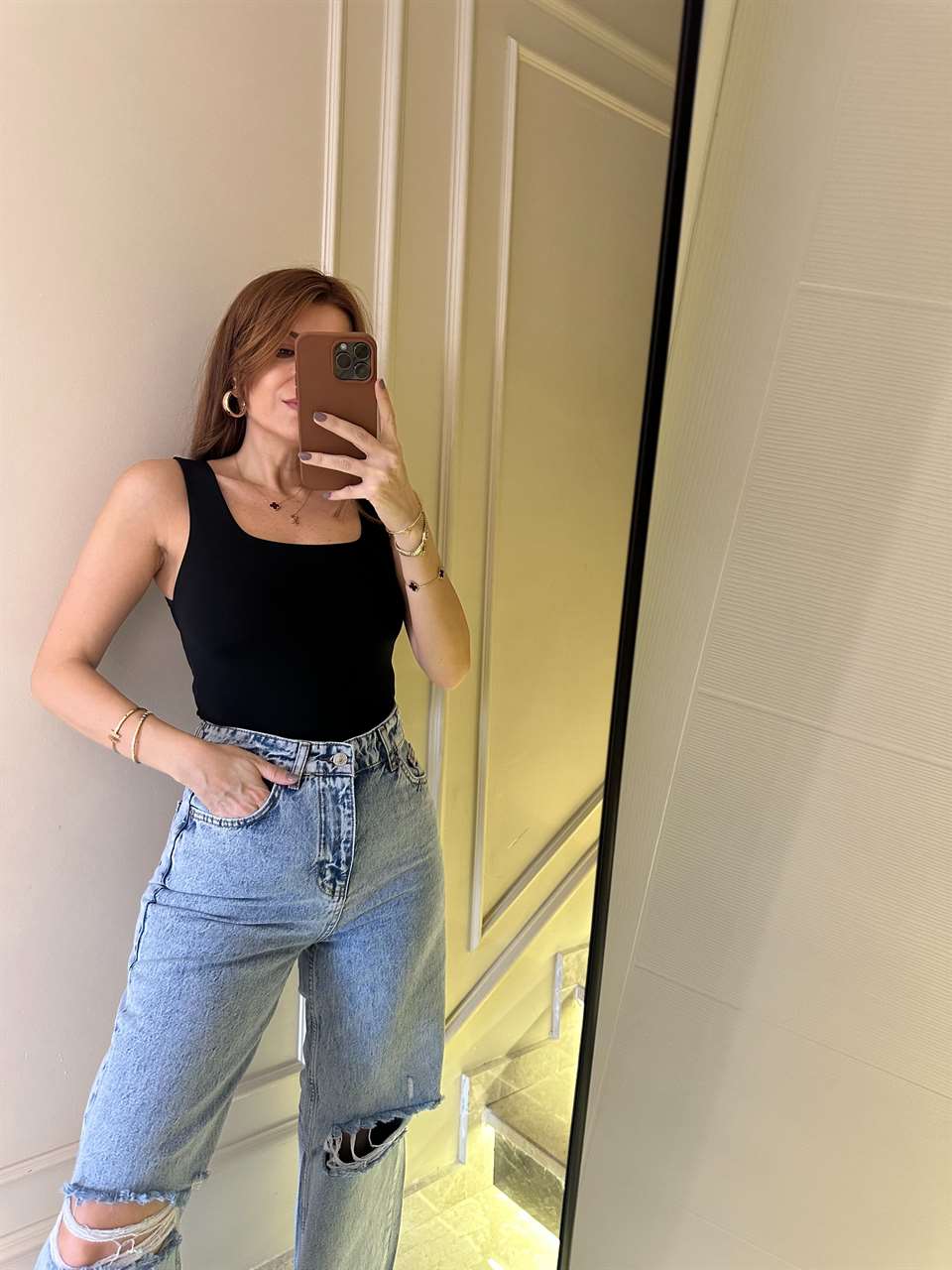 Siyah Kare Tulumlu Bodysuit Zıbın