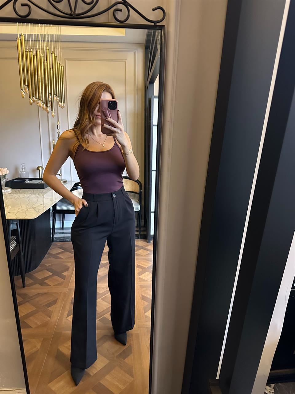 Siyah Kumaş Palazzo Pantolon