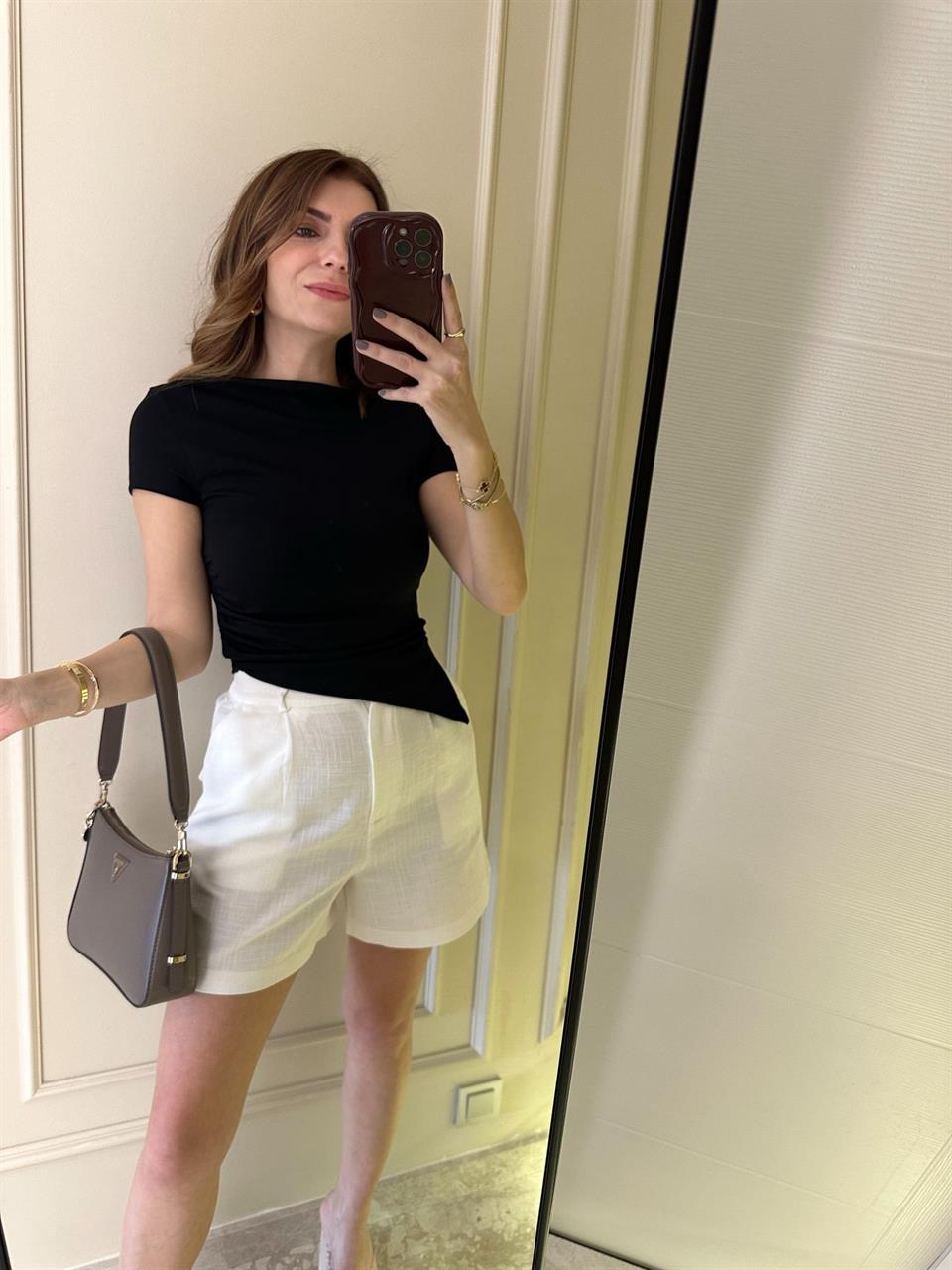 Siyah Modal Kumaş Asimetrik Bluz