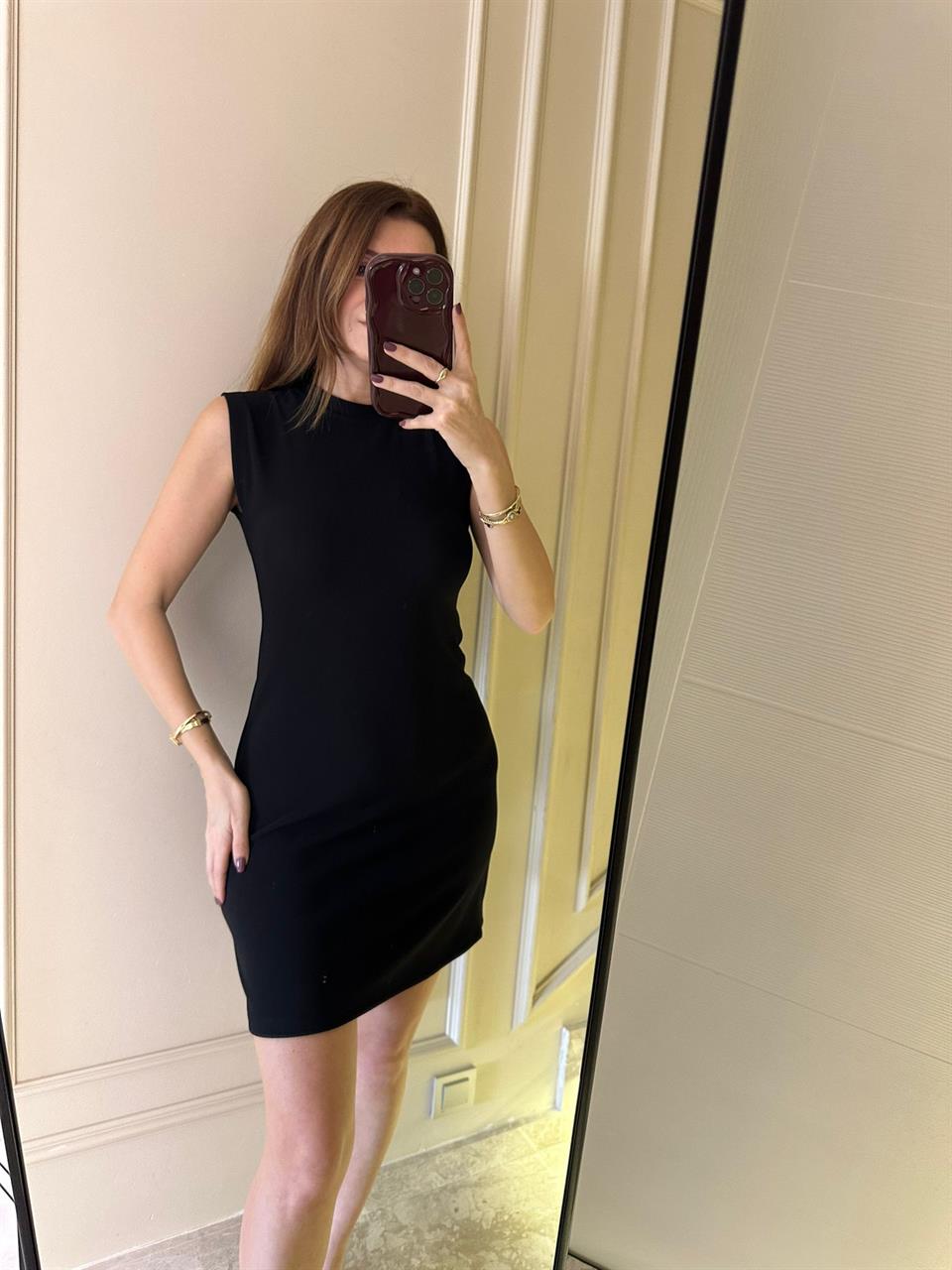 Siyah Ottoman Kumaş Elbise