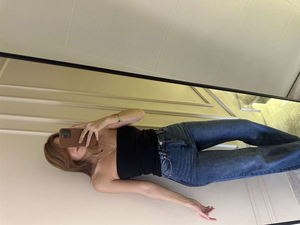 Siyah Pamuk Uzun Straplez Top