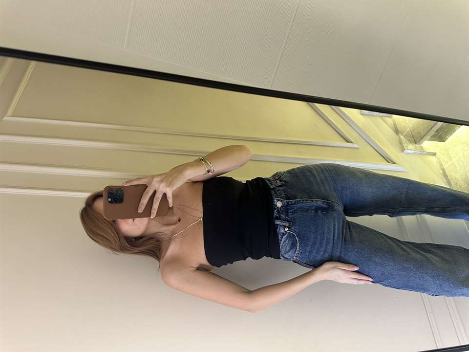 Siyah Pamuk Uzun Straplez Top