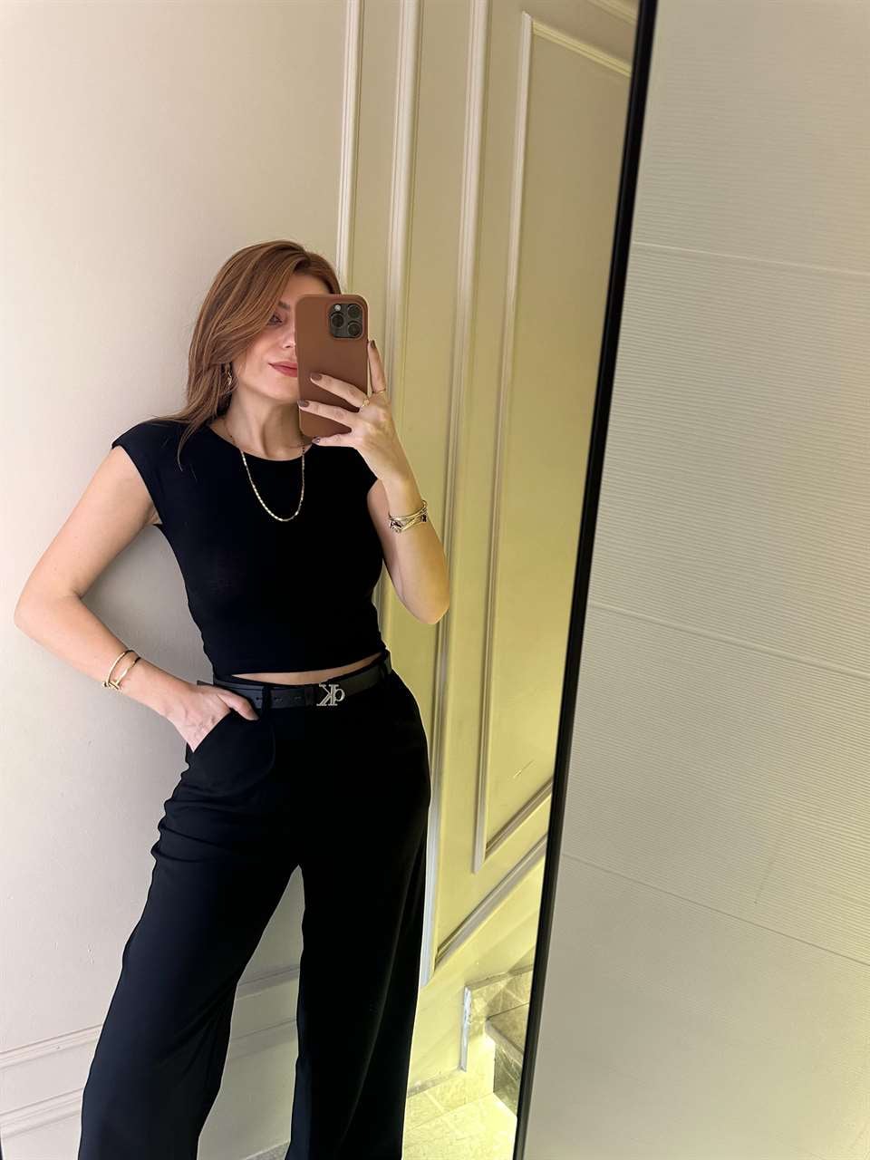 Siyah Pamuk Viskon Crop Body