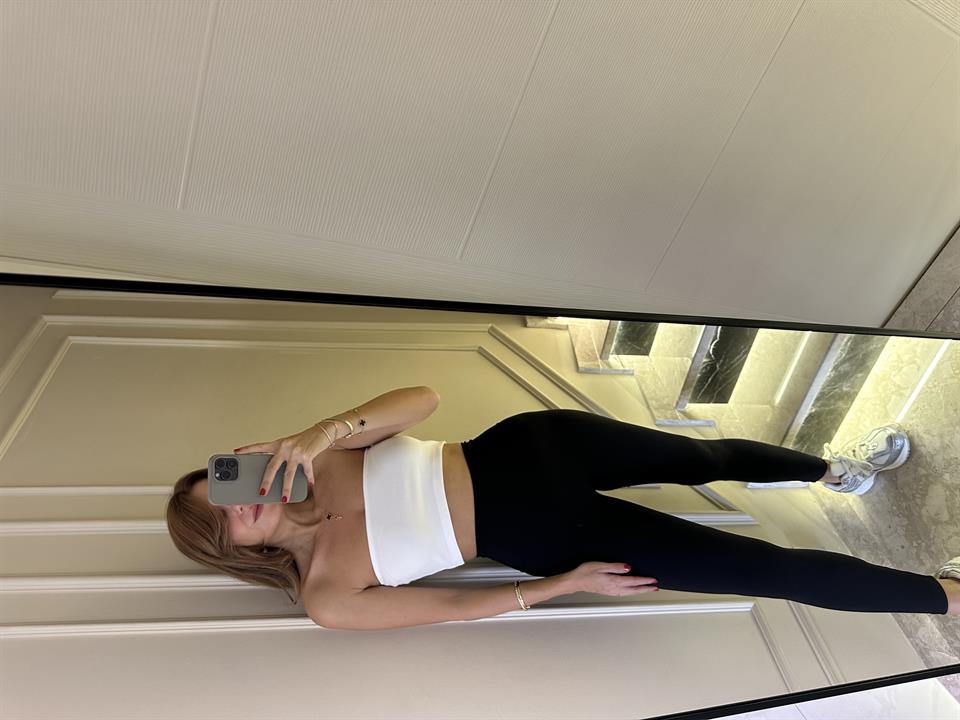 Siyah Pamuklu Nanofit Sporcu Tayt