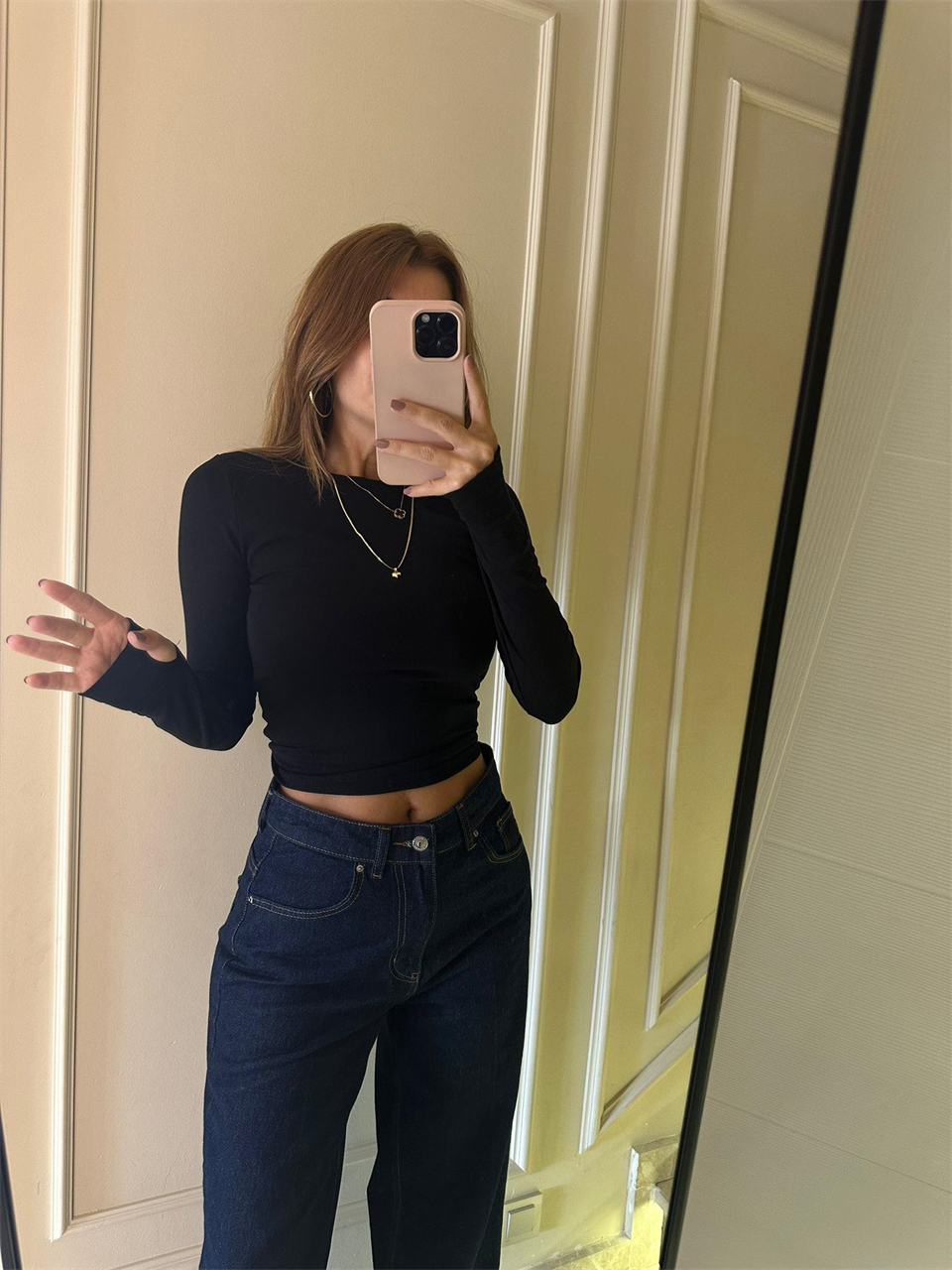 Siyah Parmak Geçmeli Viskon Bluz