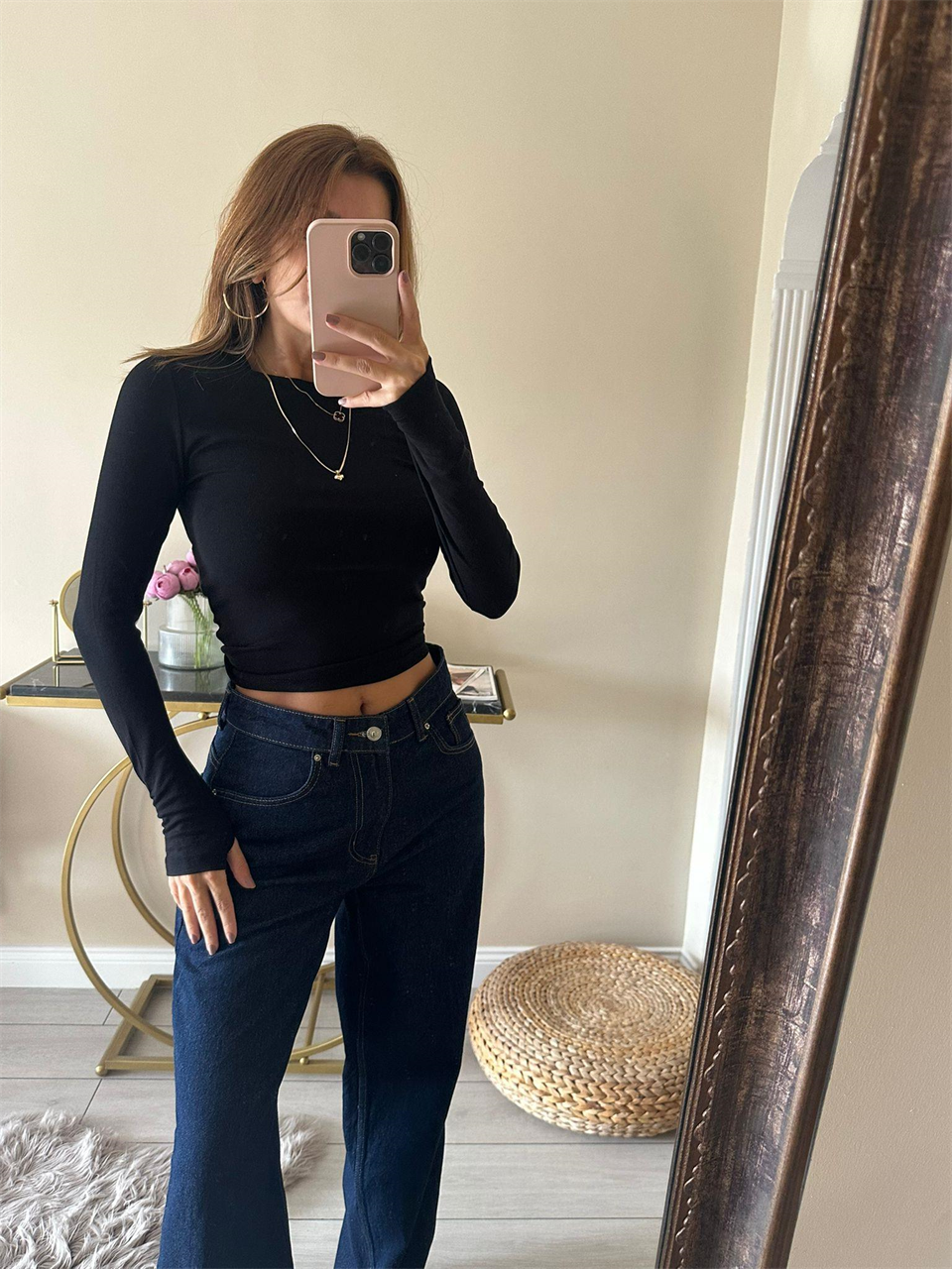 Siyah Parmak Geçmeli Viskon Bluz