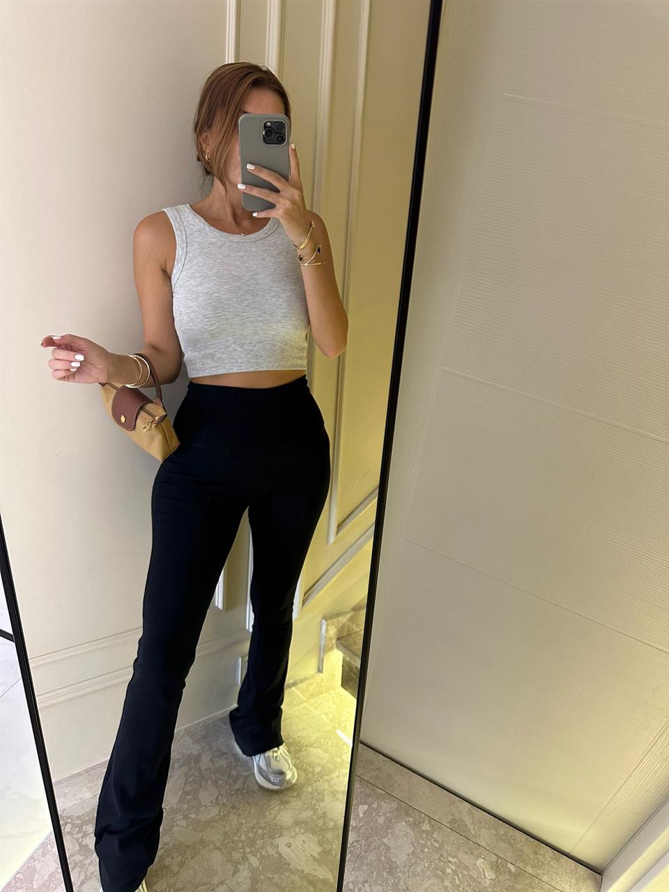 Siyah Ribanalı İspanyol Paça Tayt