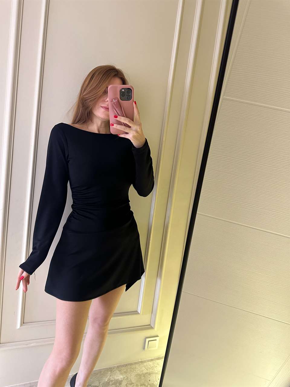 Siyah Sırt Degaje Modal Elbise