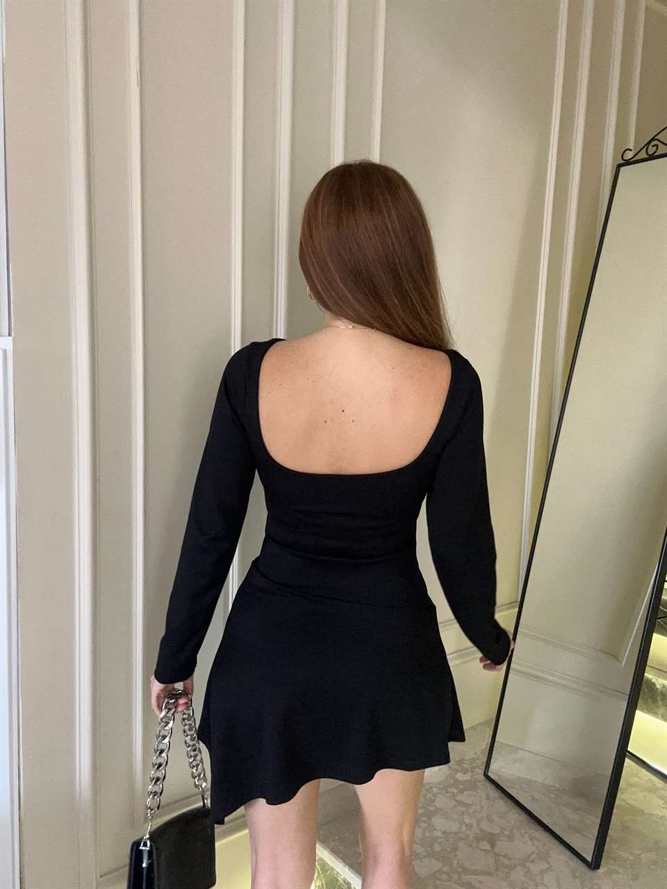 Siyah Sırt Degaje Modal Elbise