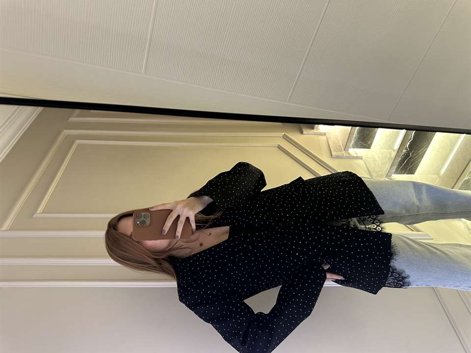 Siyah Taşlı Oversize Blazer Ceket