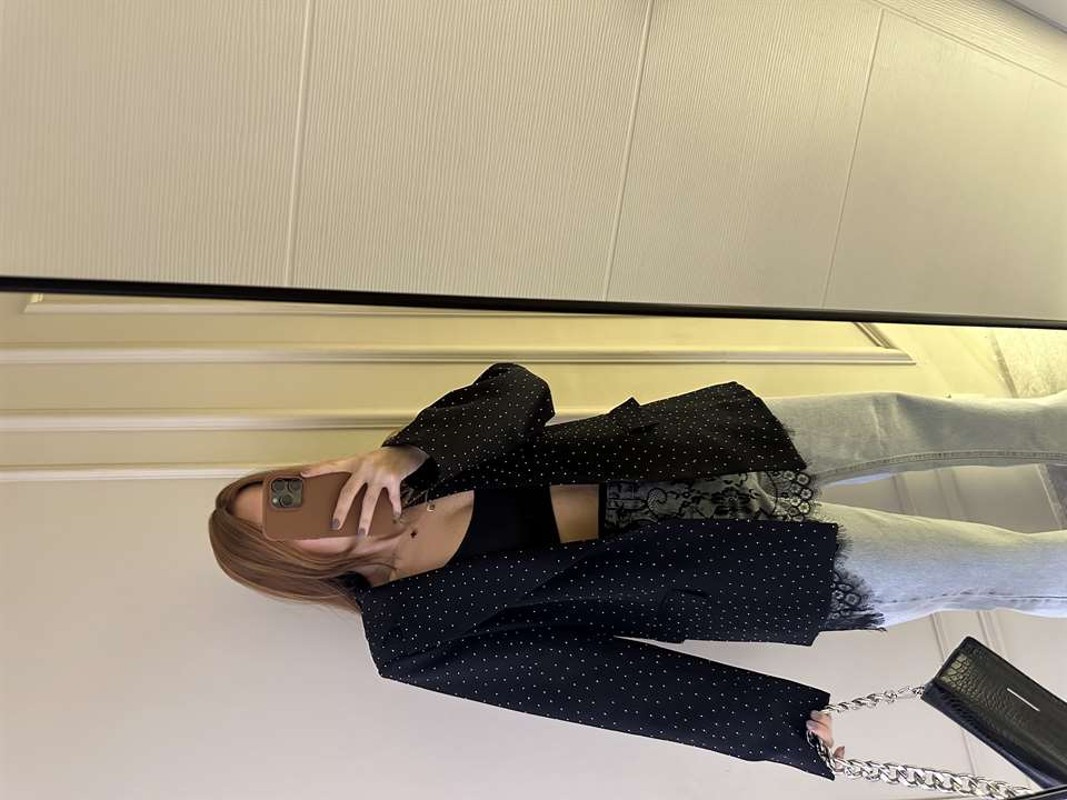 Siyah Taşlı Oversize Blazer Ceket