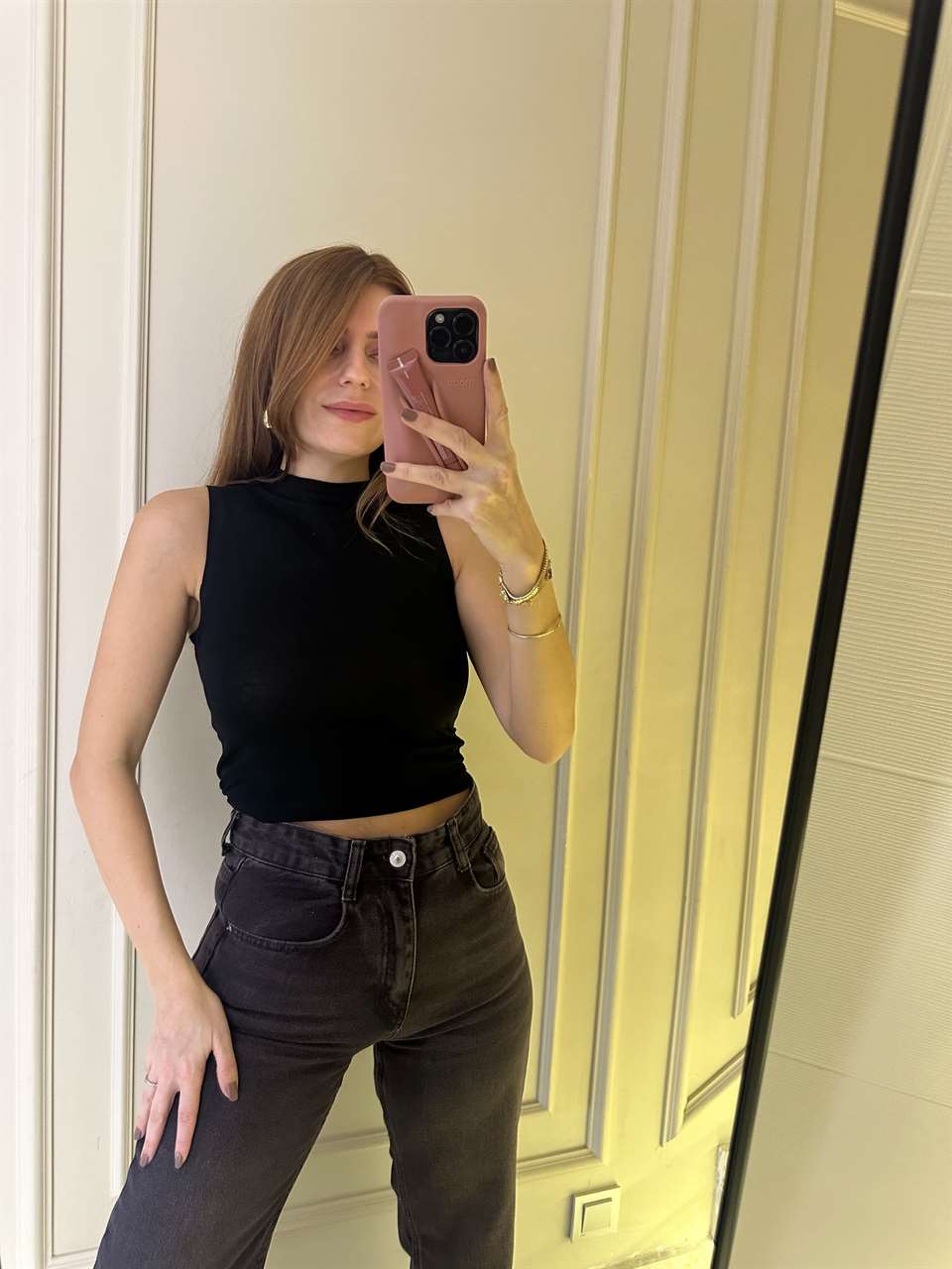 Siyah Transparan Halter Yaka Bluz