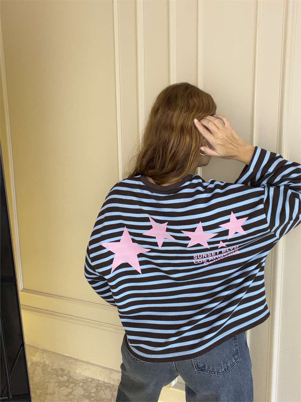 Sunset Blvd Ön Arka Baskılı Sweatshirt - KahveMavi