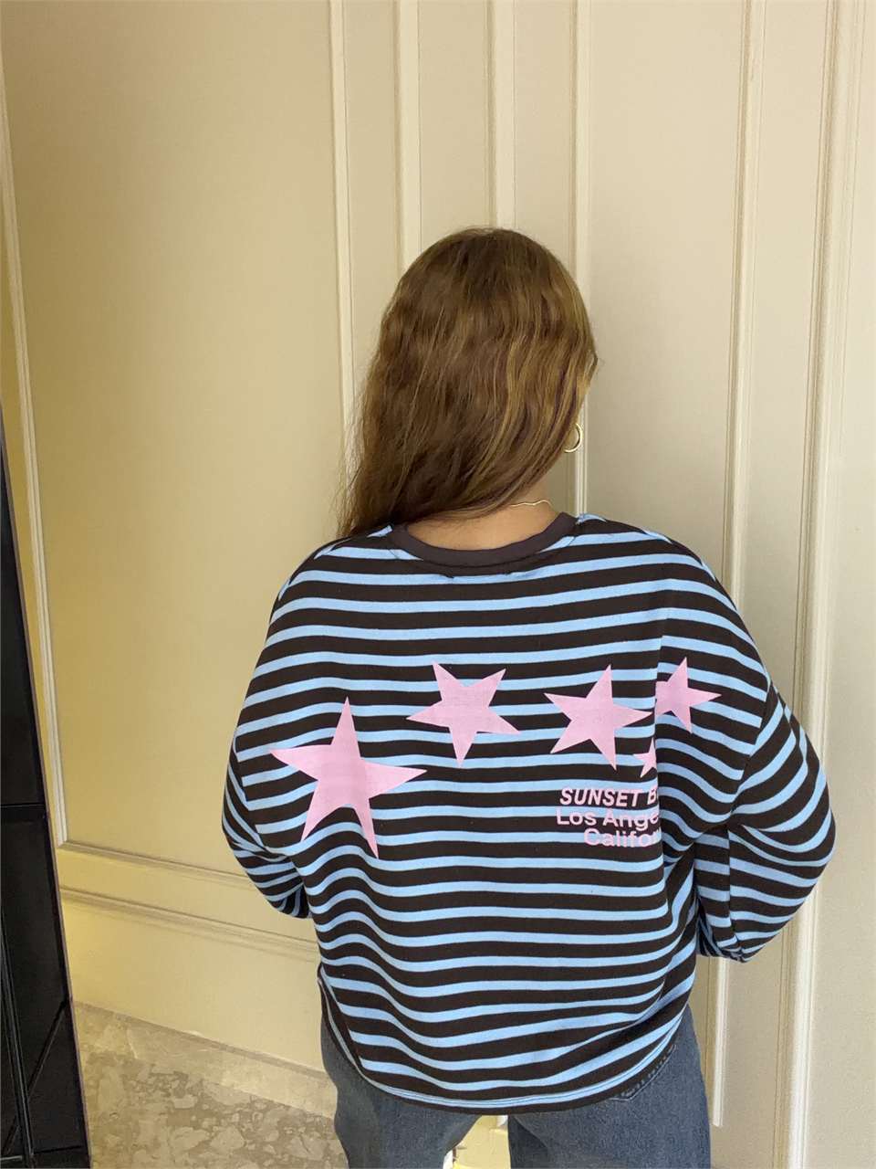 Sunset Blvd Ön Arka Baskılı Sweatshirt - KahveMavi