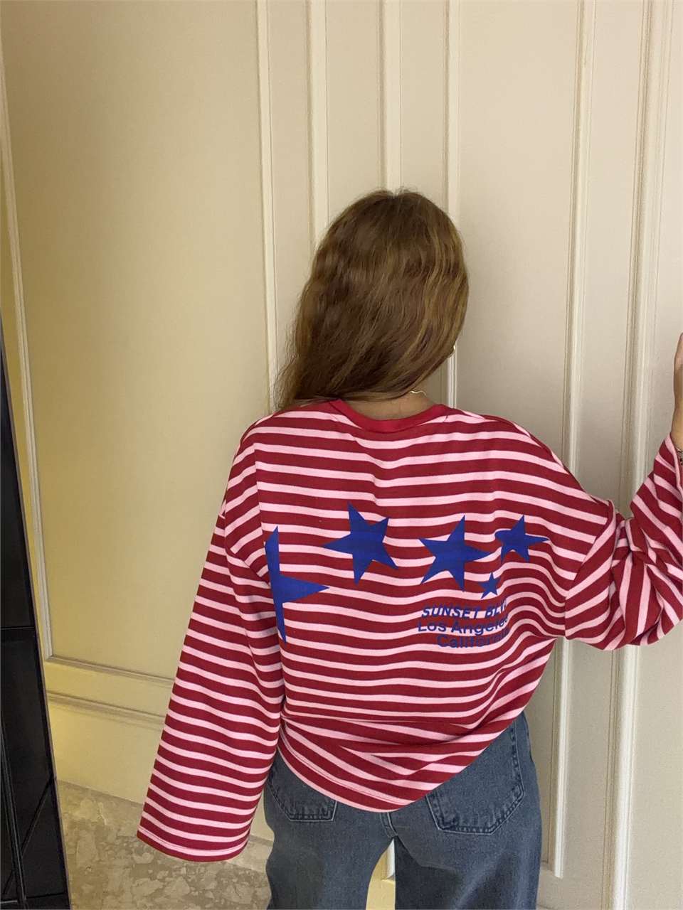 Sunset Blvd Ön Arka Baskılı Sweatshirt - KırmızıPembe