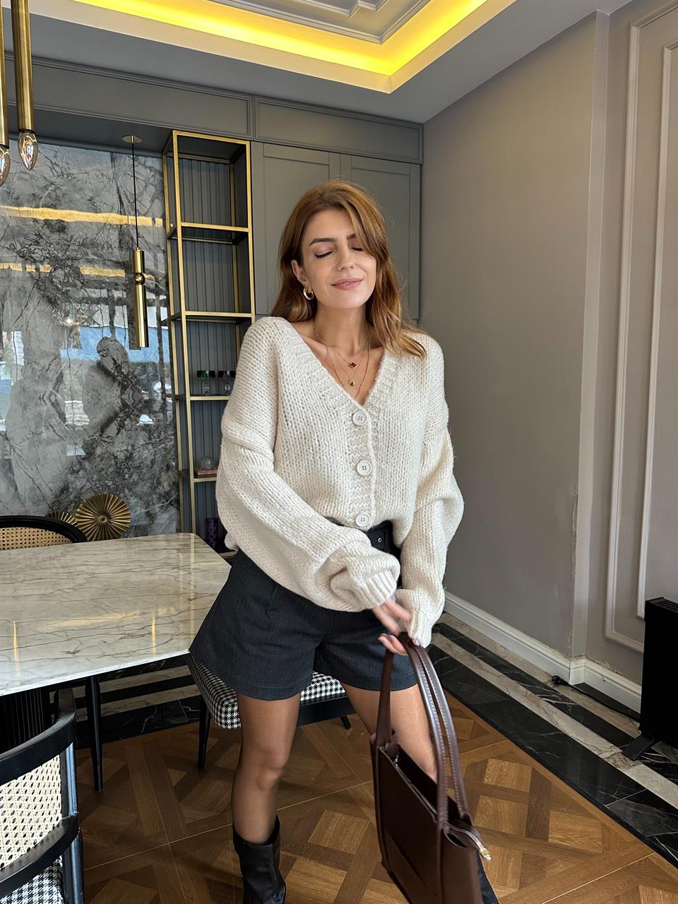 Taş Oversize Salaş Yün Hırka