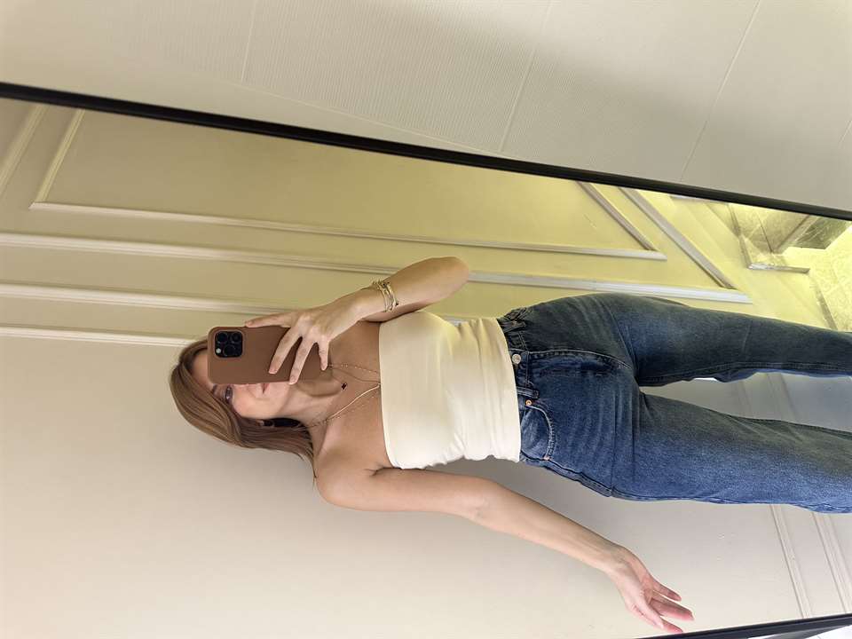 Taş Pamuk Uzun Straplez Top