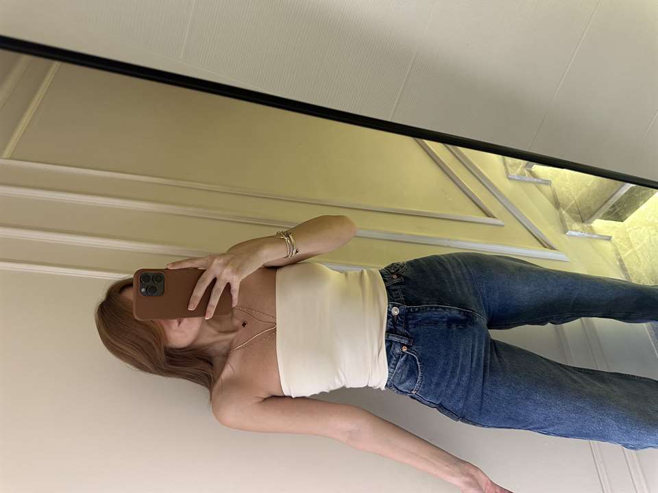 Taş Pamuk Uzun Straplez Top