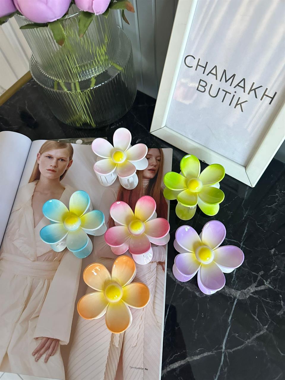 Yeşil Çiçek Mandal Toka 