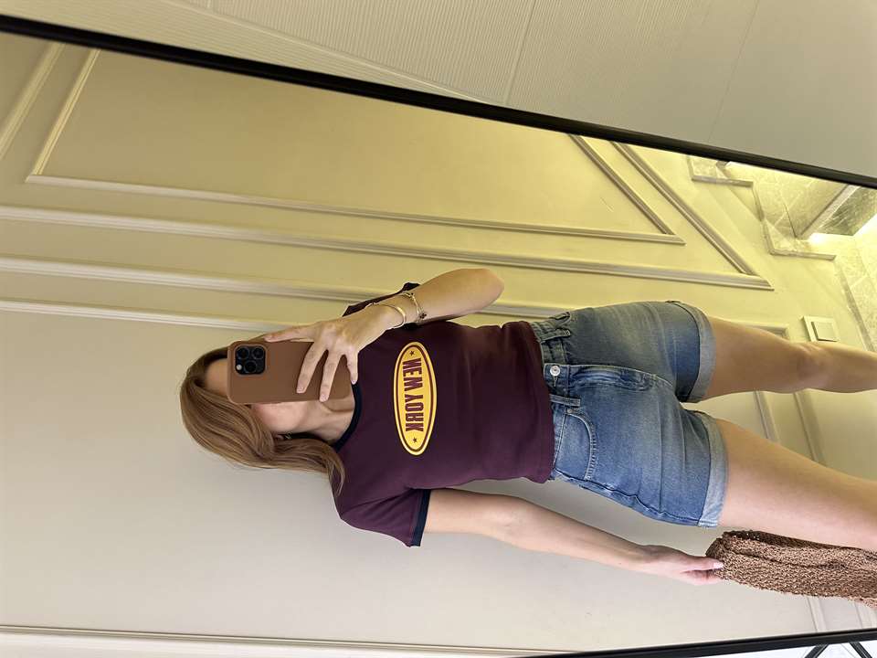 Yıkamalı Tintli Paça Katlama Kot Şort