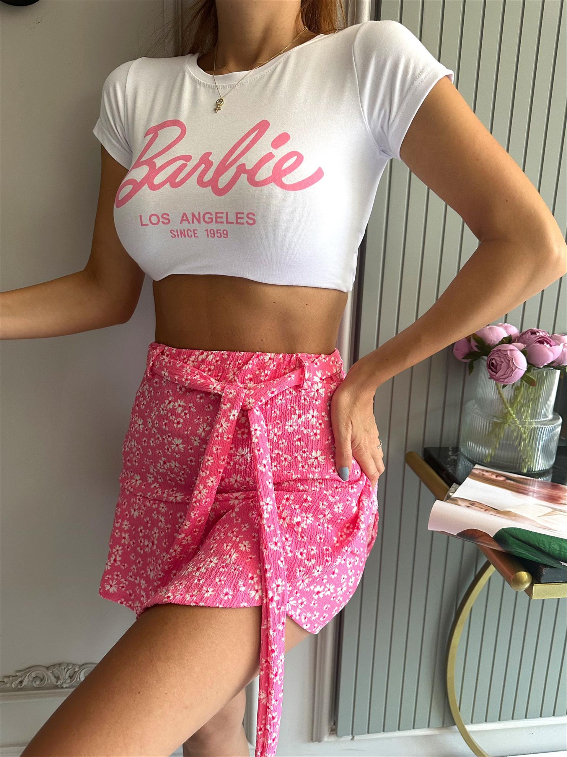 Pembe Barbie Crop Tshirt I Chamakh Butik Online Kadın Giyim