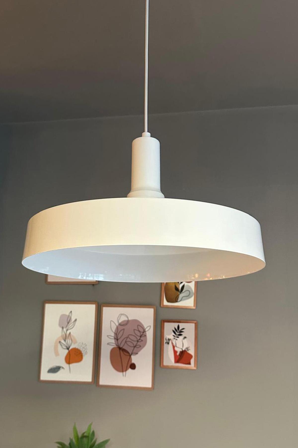 Açe Beyaz Tekli Beyaz Fener Başlık Avize Retro Sarkıt Ofis Showroom Salon Mutfak Avizeleri