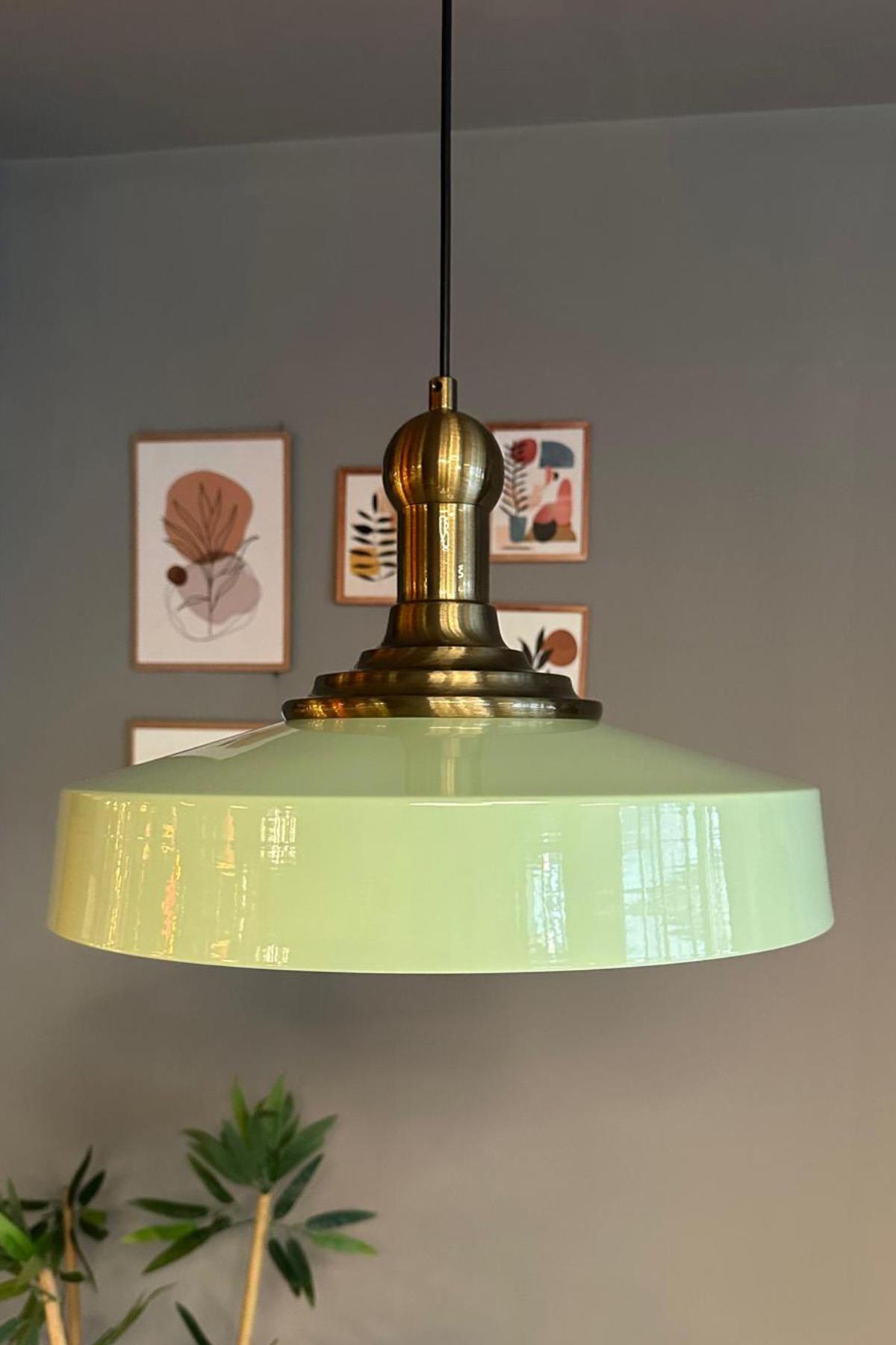 Açe Mint Tekli Eskitme Uzun Tokmak Başlık Avize Retro Sarkıt Ofis Showroom Salon Mutfak Avizeleri