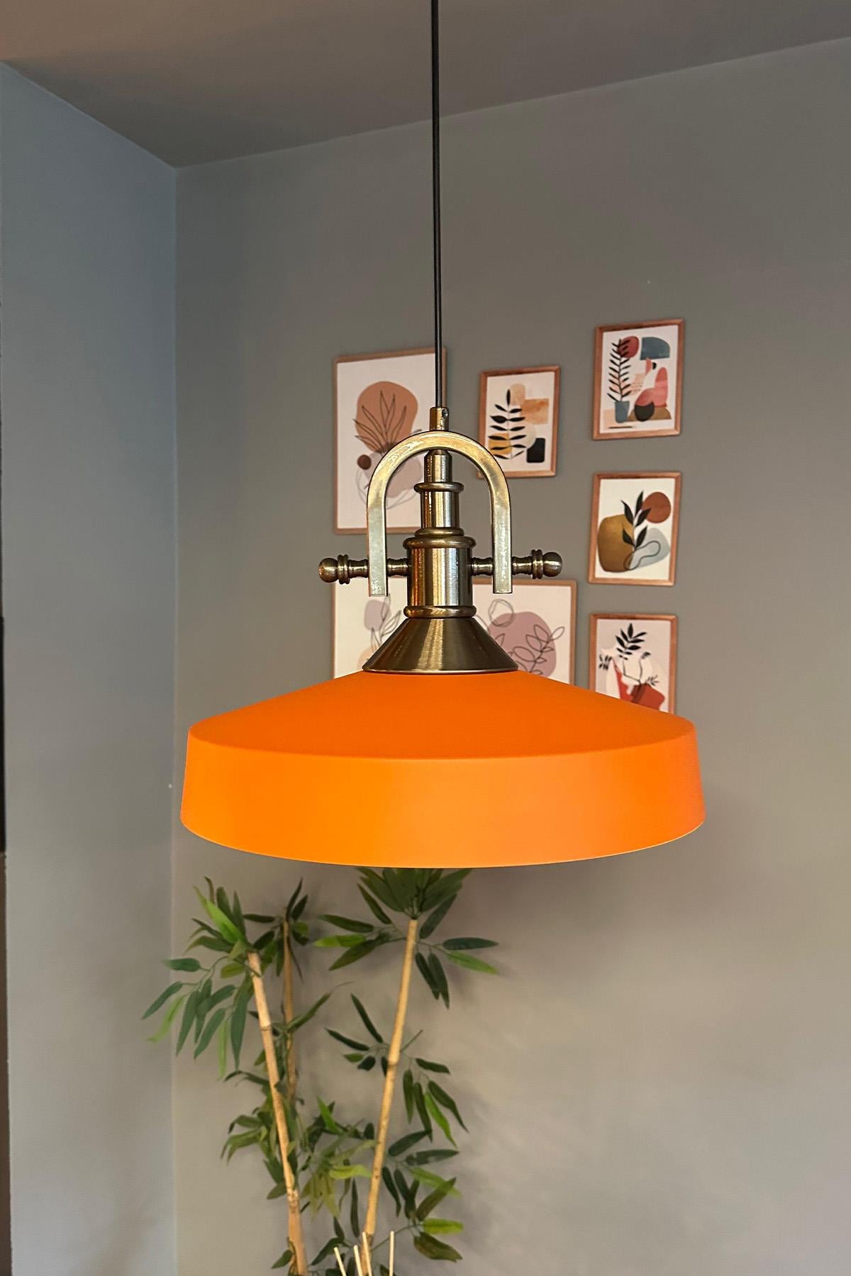 Açe Turuncu Tekli Gemici Eskitme Başlık Avize Retro Sarkıt Ofis Showroom Salon Mutfak Avizeleri