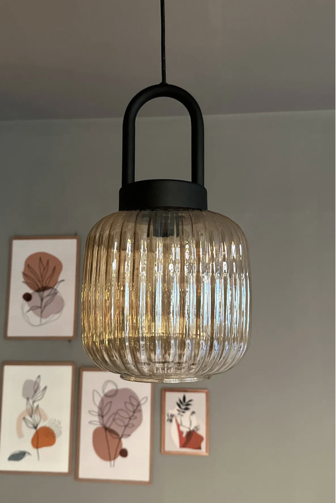 Bag Cam Bal Rengi Tekli Avize Eskitme Kilit Başlık Retro Sarkıt Lamba Restoran Salon Aydınlatma