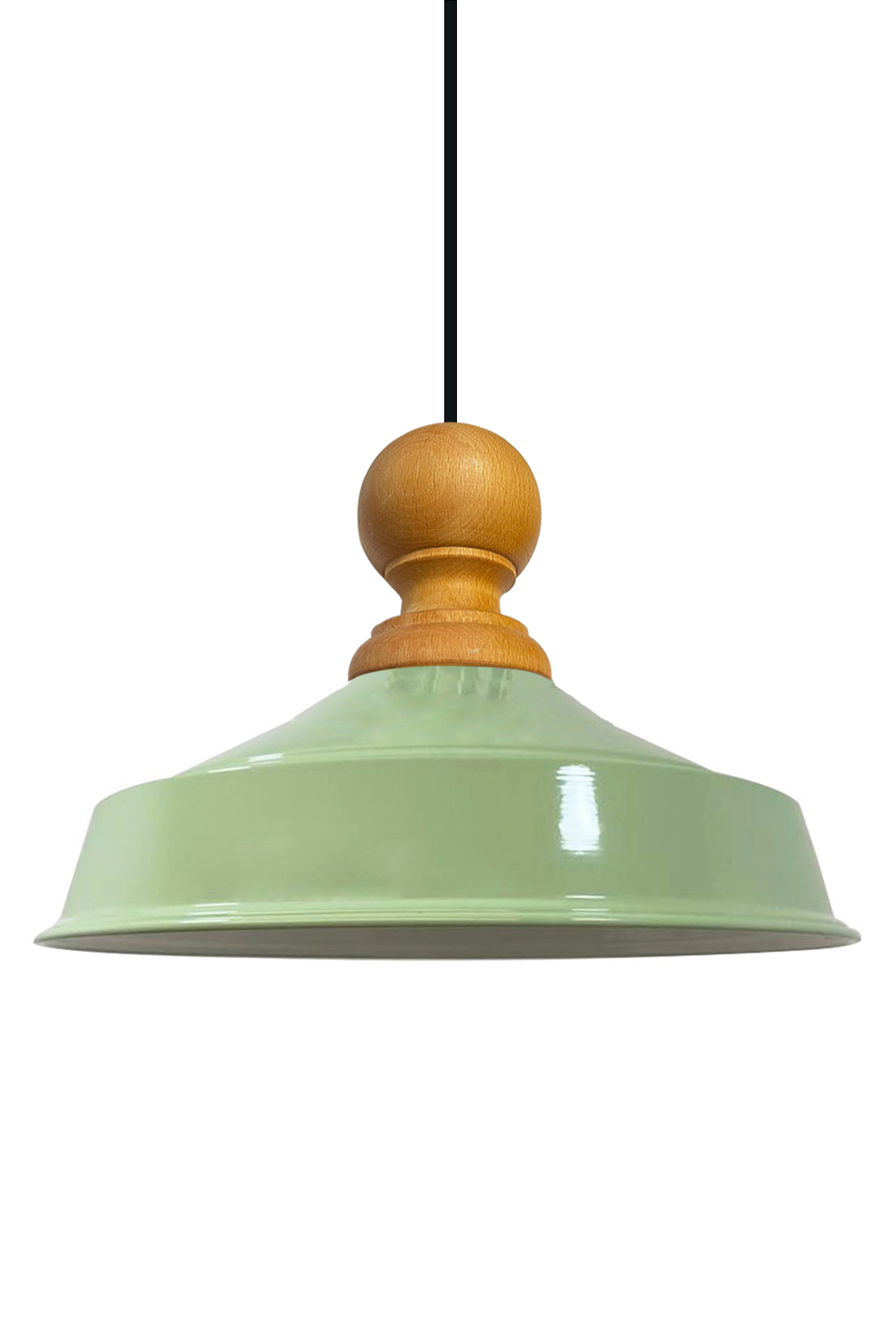 Bamyum Asaletli Mint Tekli Avize Ahşap Başlık Retro Sarkıt Lamba Restoran Salon Aydınlatma