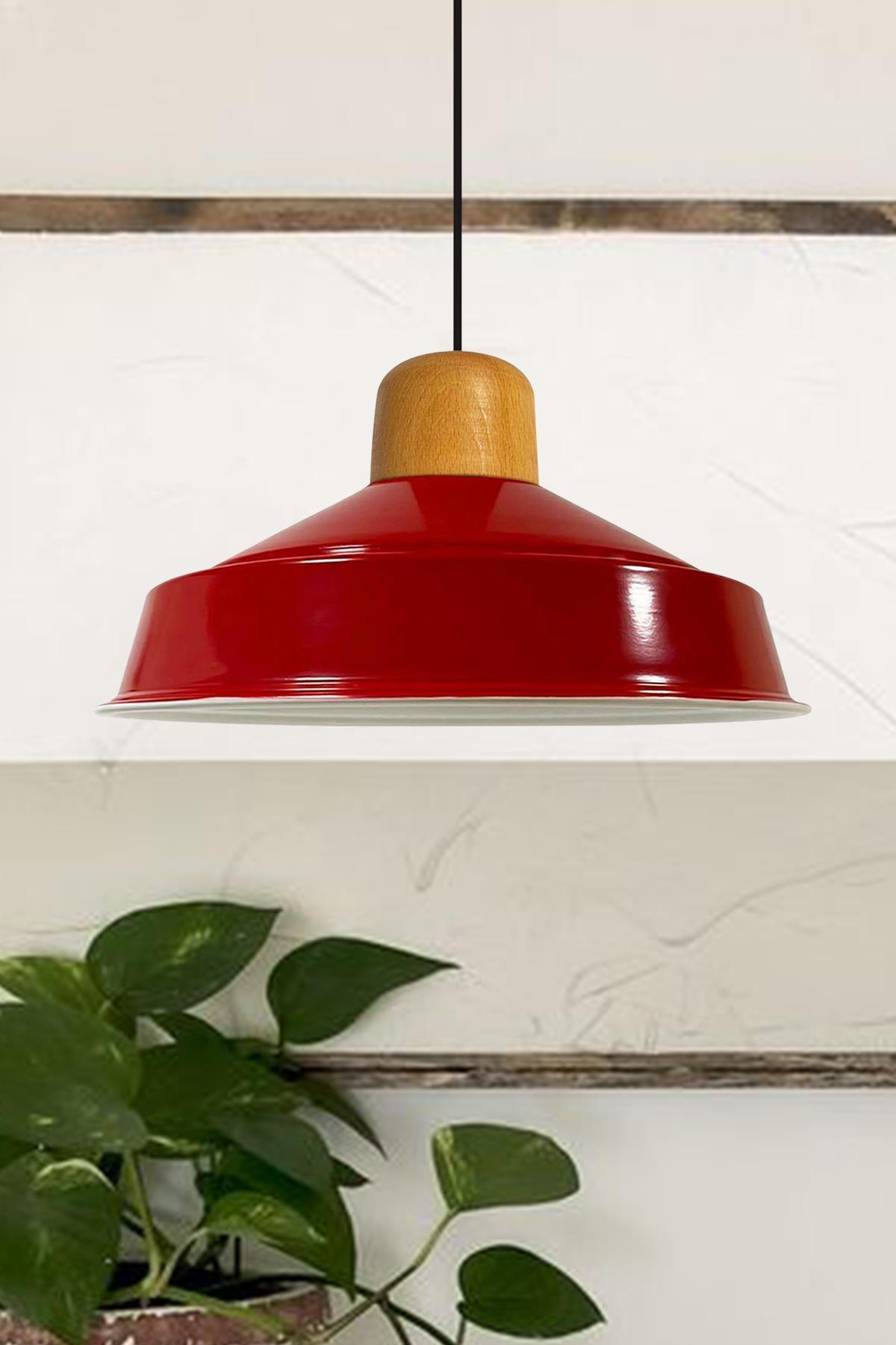 Bamyum Asaletli Tekli Avize Ahşap Başlık Retro Sarkıt Lamba Restoran Salon Aydınlatma