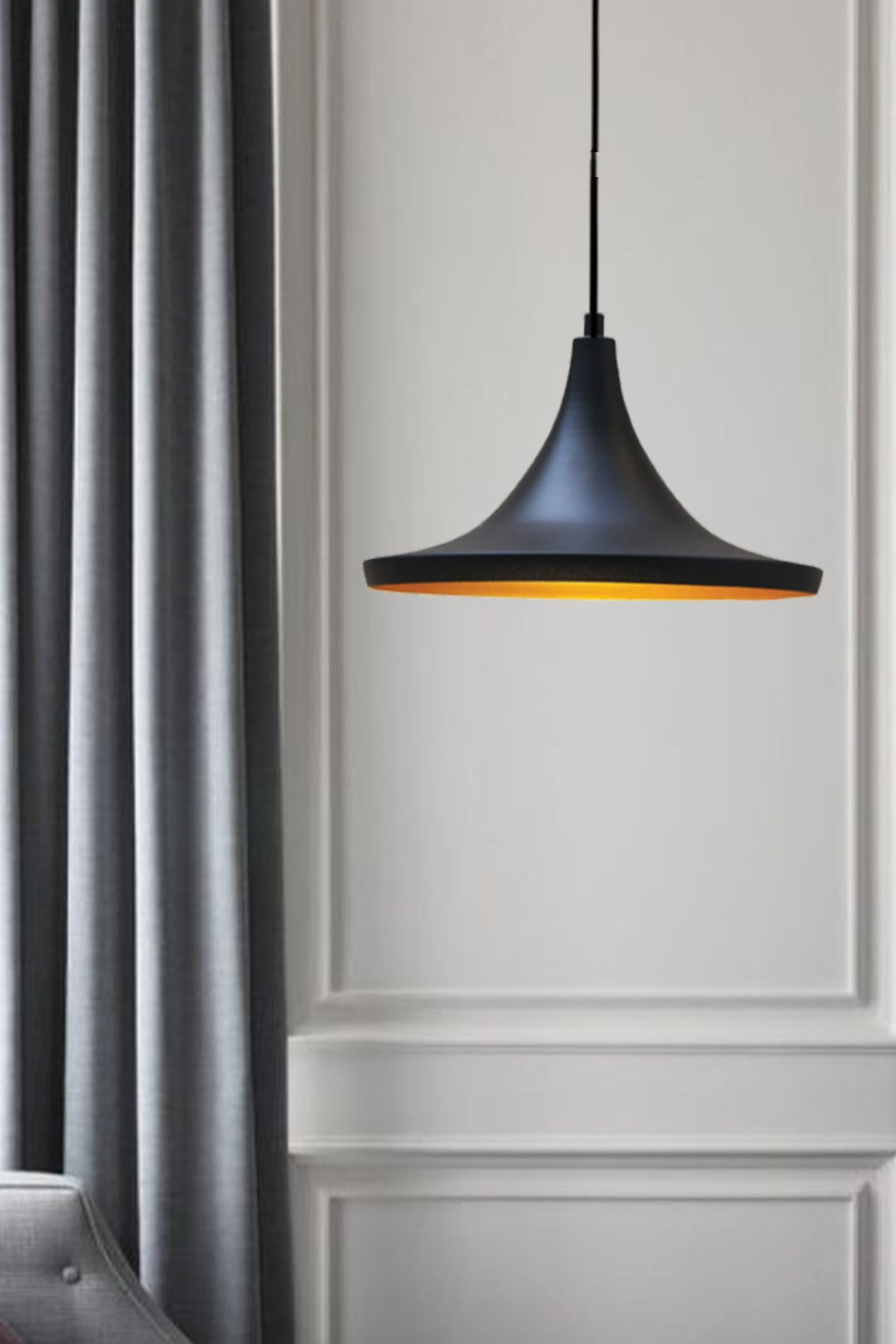 Bamyum Geniş Siyah Sarkıt Avize