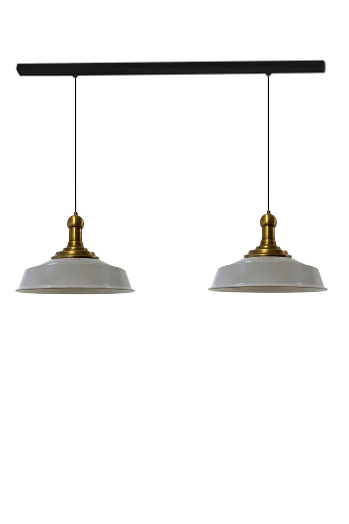 Bamyum İkili Gri Asaletli Eskitme Long Knob Başlık Retro Sarkıt Lamba Restoran Salon Aydınlatma