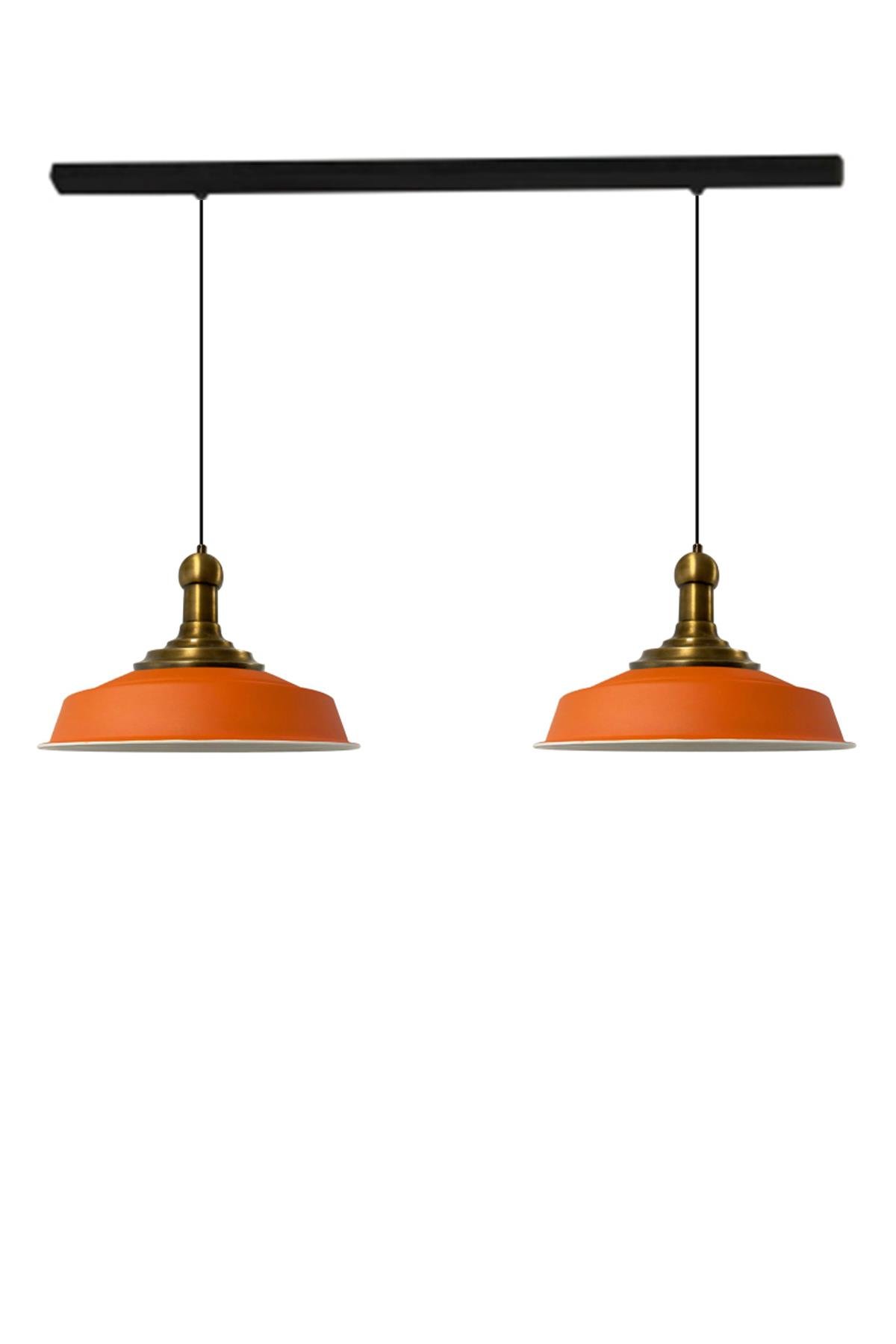 Bamyum İkili Turuncu Asaletli Eskitme Long Knob Başlık Retro Sarkıt Lamba Restoran Salon Aydınlatma