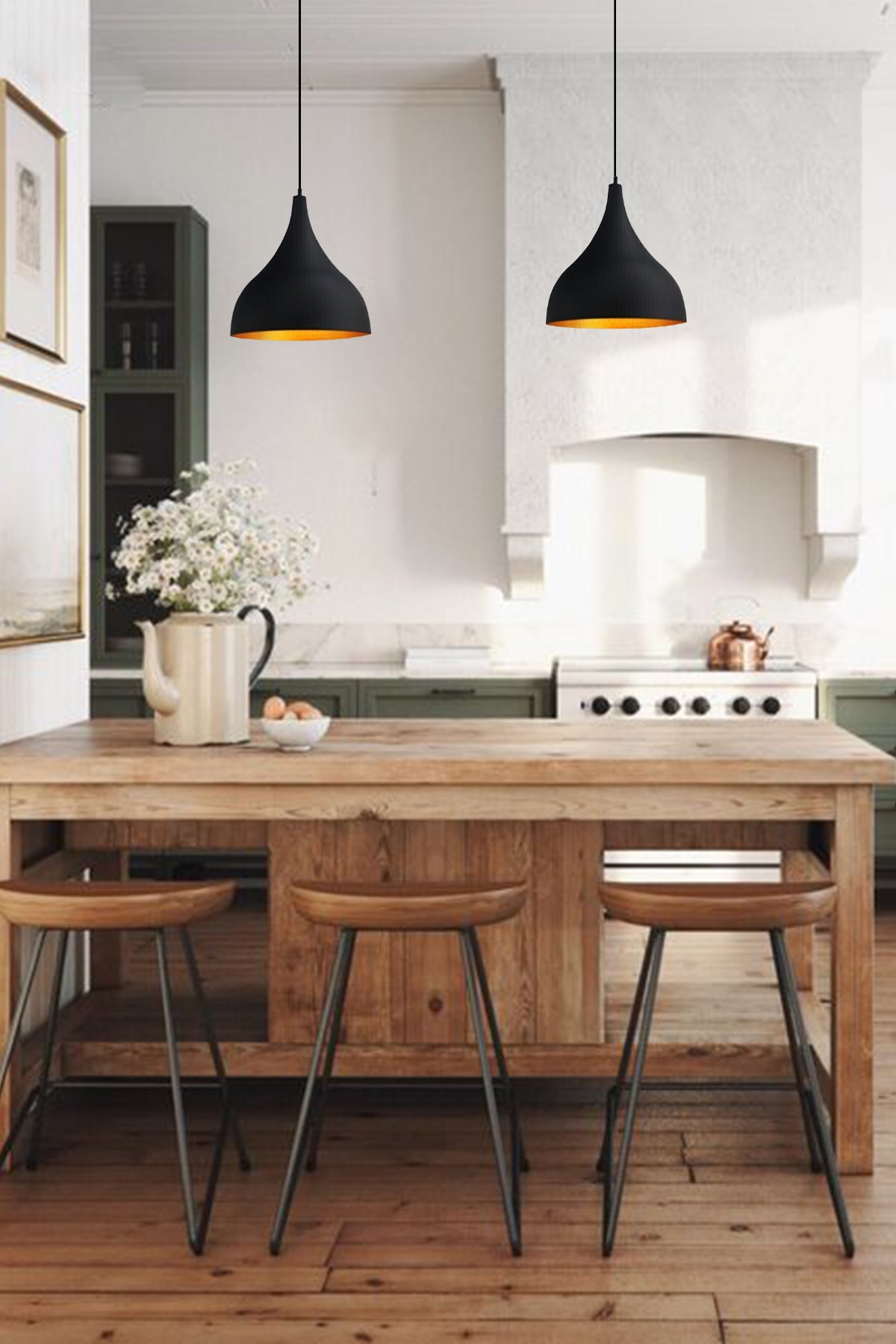 Bamyum İkili Uzun Siyah Sarkıt Avize