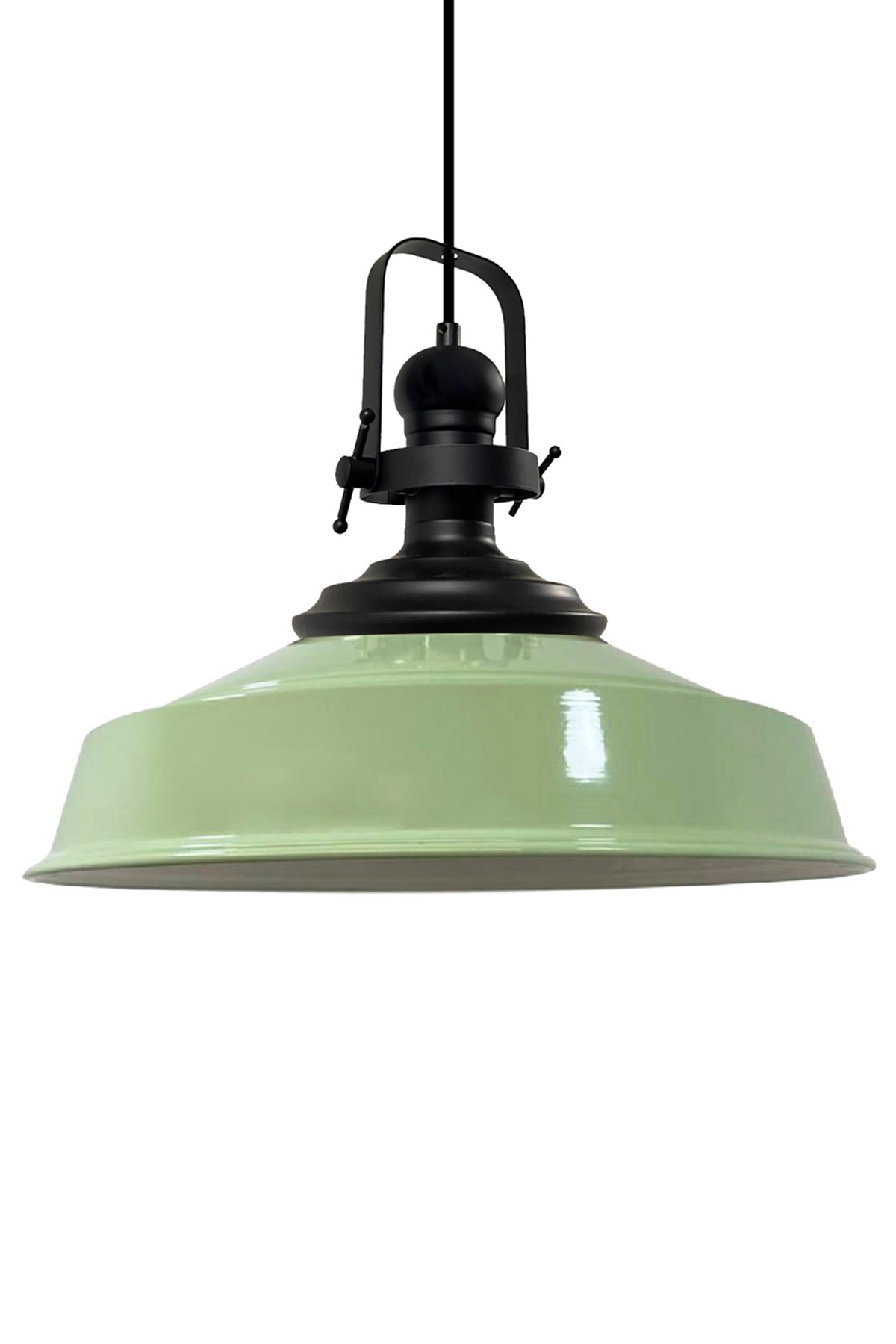 Bamyum Mint Yeşil Asaletli Tekli Avize Siyah Başlık Retro Sarkıt Lamba Restoran Cafe Salon Avizeleri