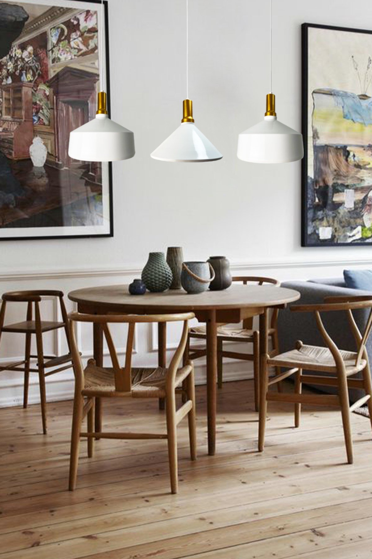 Bamyum Üçlü Beyaz Adfabilis Avize