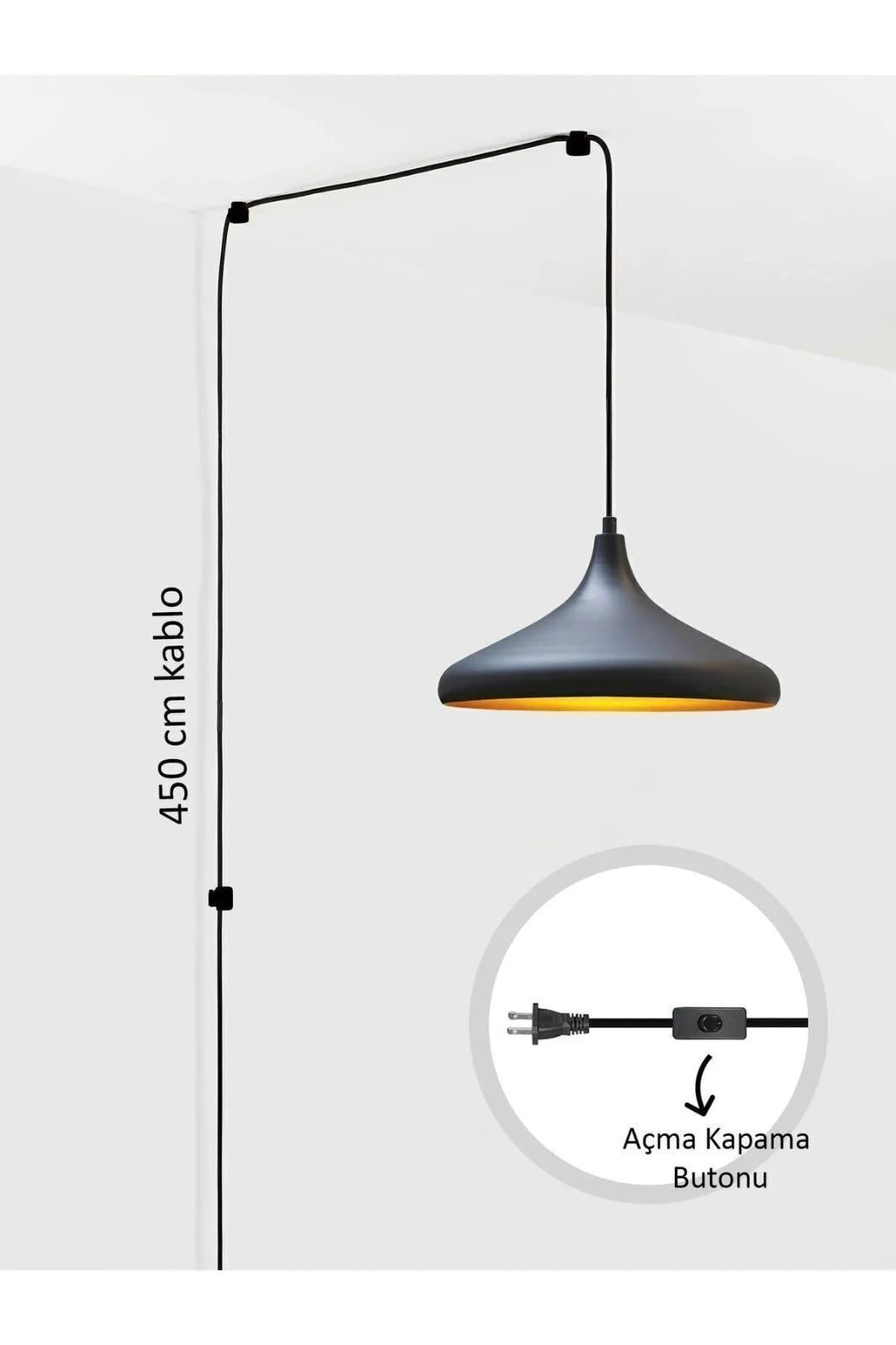 Champion Fişe Takılabilir Tekli Avize Sarkıt Salon Mutfak Ofis Oturma Odası Aydınlatma Sarkıt Lamba