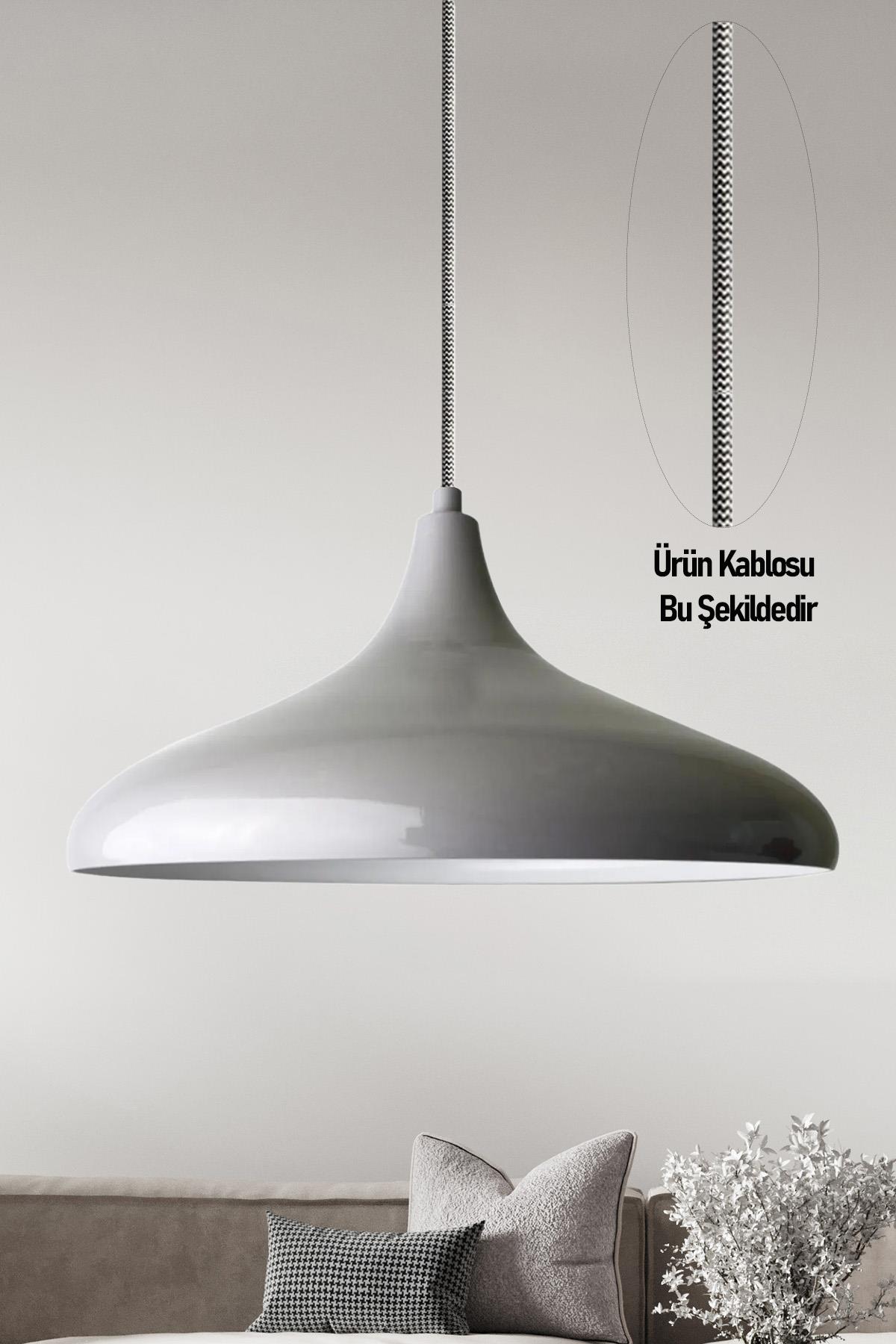 Champion Gri Özel Kablo Avize - Alüminyum 35 Cm Cafe Rustik Sarkıt Mutfak Lamba Modelleri