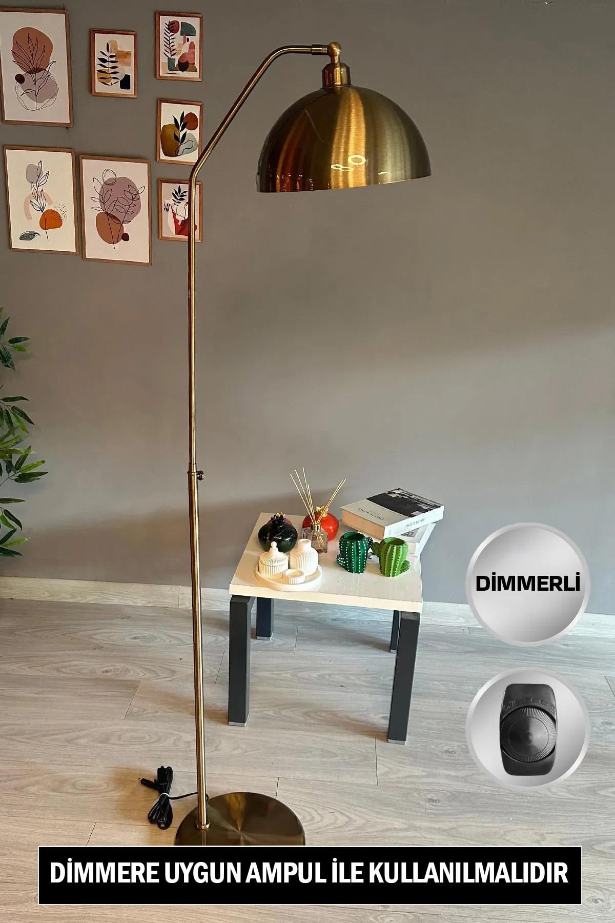Dimmerli Işığı Ayarlanabilen Işığı Artırılıp Azaltılabilen Eskitme Hareketli Başlık Metal Lambader